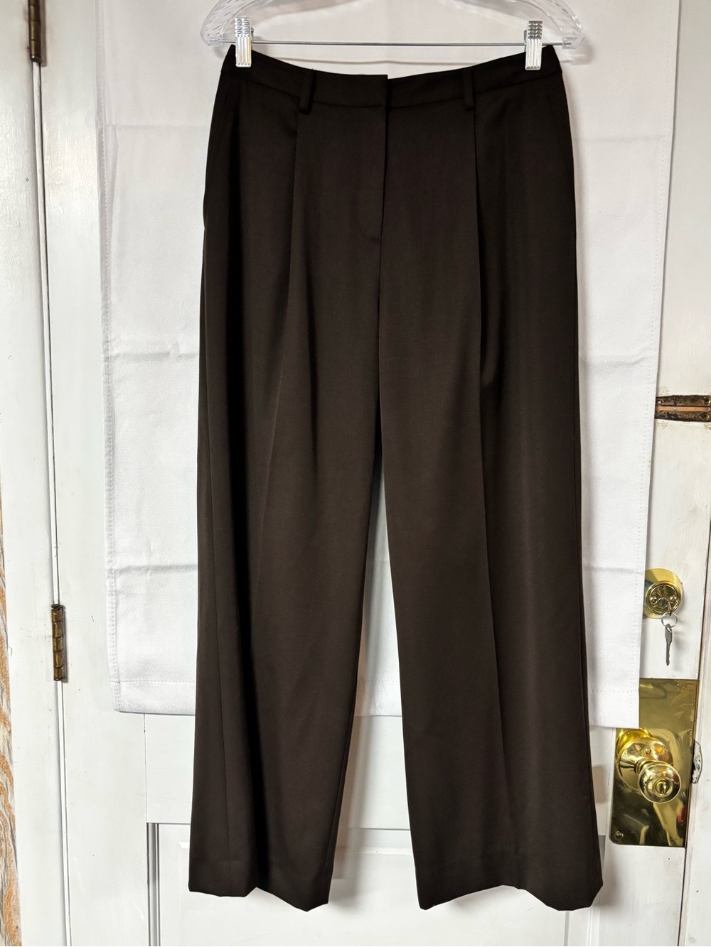 Brooks Brothers Classic Women's Wide-Leg Dress Pants — Brown 100% Wool Size 10